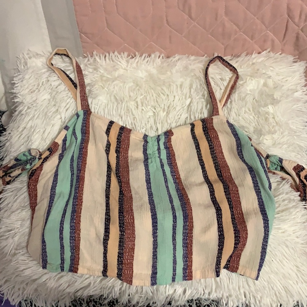 stripped of shoulder crop top